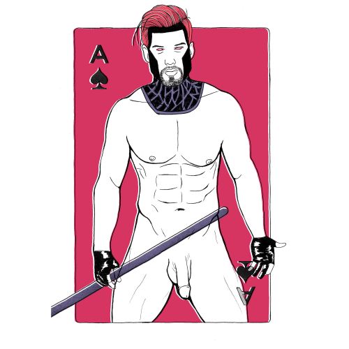 digital drawing of naked Gambit for six fanarts challenge